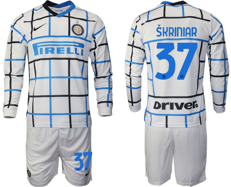 Men 2020-2021 club Inter milan away long sleeve #37 white Soccer Jerseys
